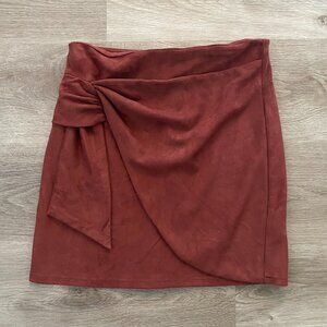 ALTAR'D STATE SKIRTS | Burgundy Faux Suede Mini Skirt with a Twist